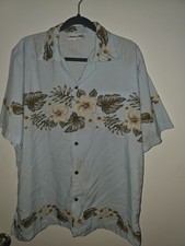 MEN'S MAKANI HAWAIIAN ALOHA SHIRT BLUE FLORAL MEDIUM BUTTON DOWN COLLAR SHIRT
