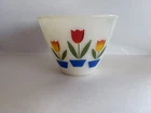 Vtg Fire-King Oven Ware Tulip Flower Milk Glass Mixing Nesting Bowl 8.5”