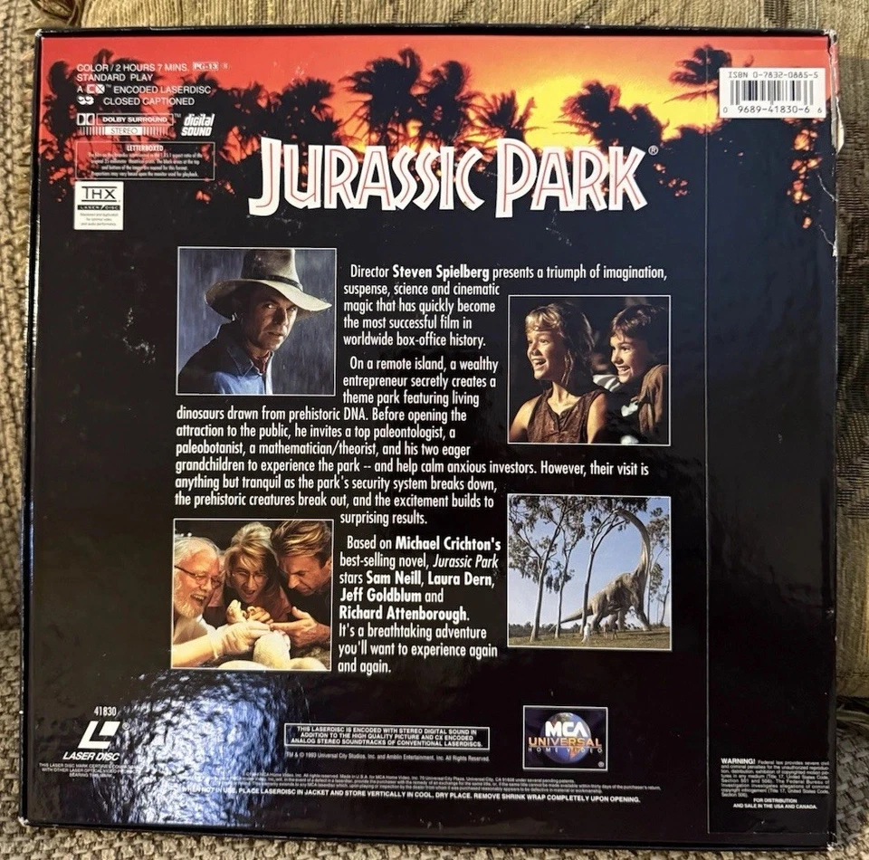 Jurassic Park Letterboxed Edition Laserdisc Foto 3 de 4