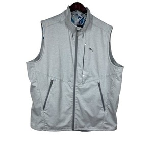 Tommy Bahama On Par Performance Vest Mens XL Grey Stretch Full Zip Golf