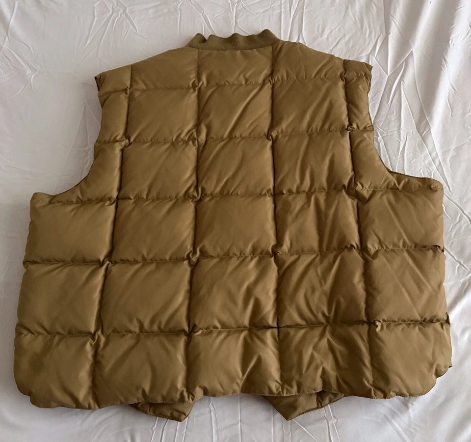Cabelas Down Puffer Vest Mens 3XL Tan Northern Goose Hunting VTG Square Quilted - Image 3 of 4