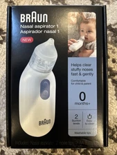 Braun Nasal Aspirator 1 Clears Stuffy Noses Fast & Gently 0 Months+ NEW Sealed