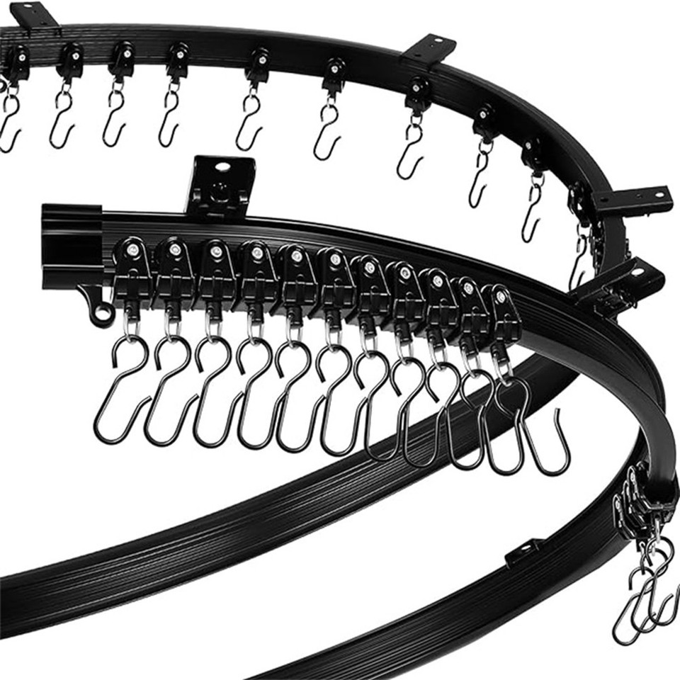 Flexible Bendable Curtain Track, Ceiling Wall Mounted, Black Curved ...