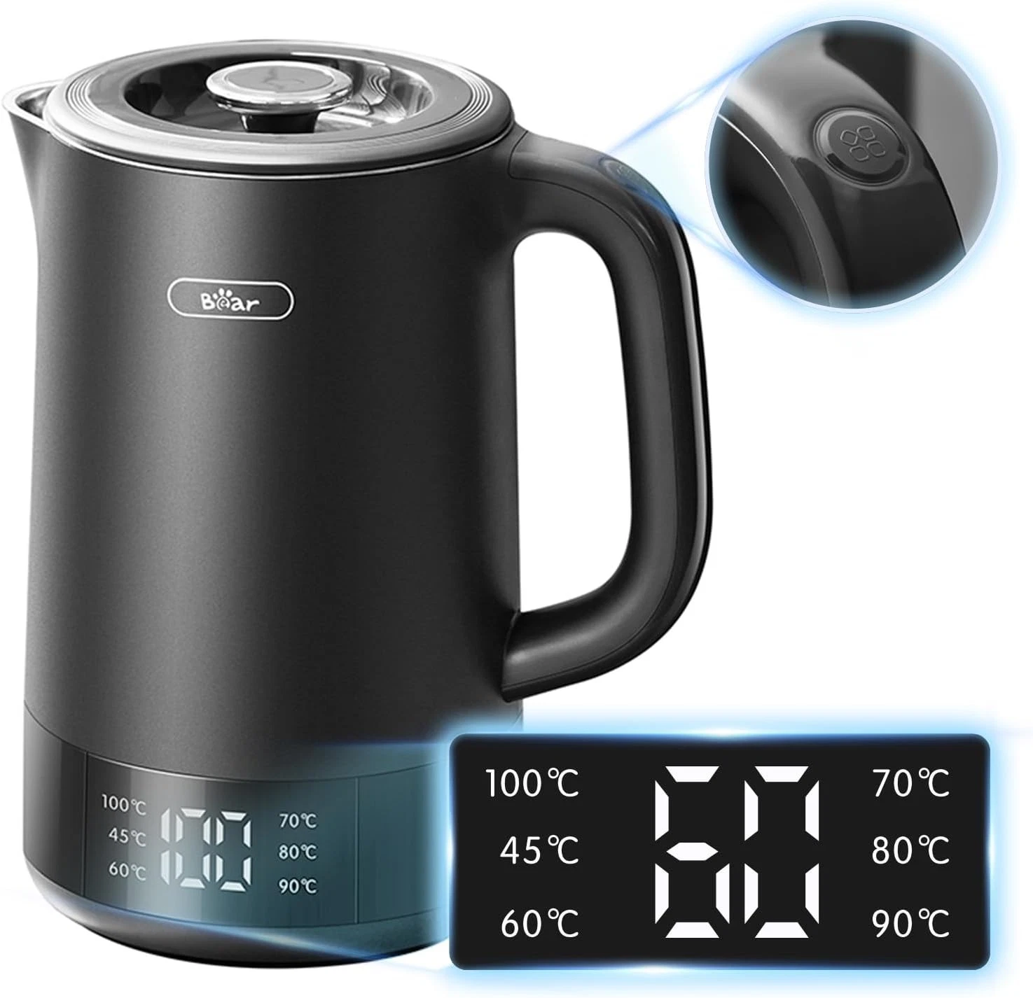 Bear 1.7L Electric Kettle 6 Temperature Settings 1800-2200W Fast ZDH-D17L1