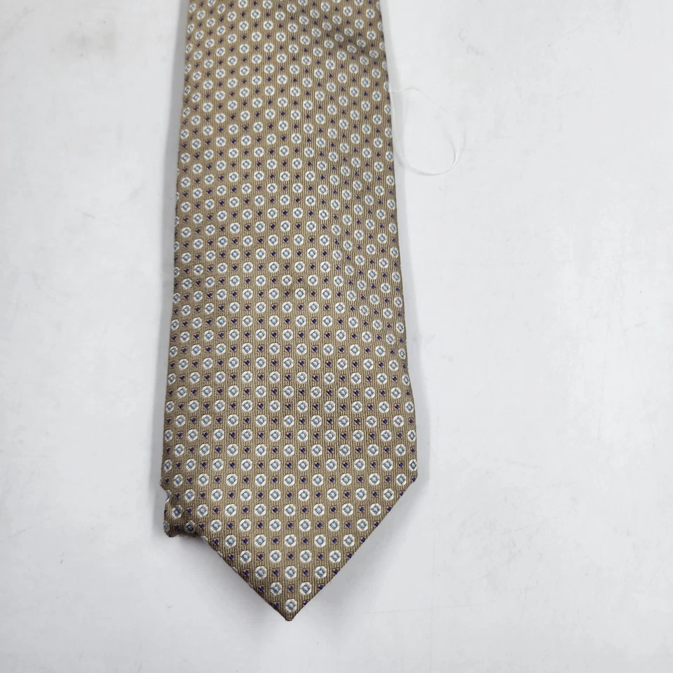 Corbata de seda David Donahue patrón geométrico para hombre talla única marrón Foto 2 de 4