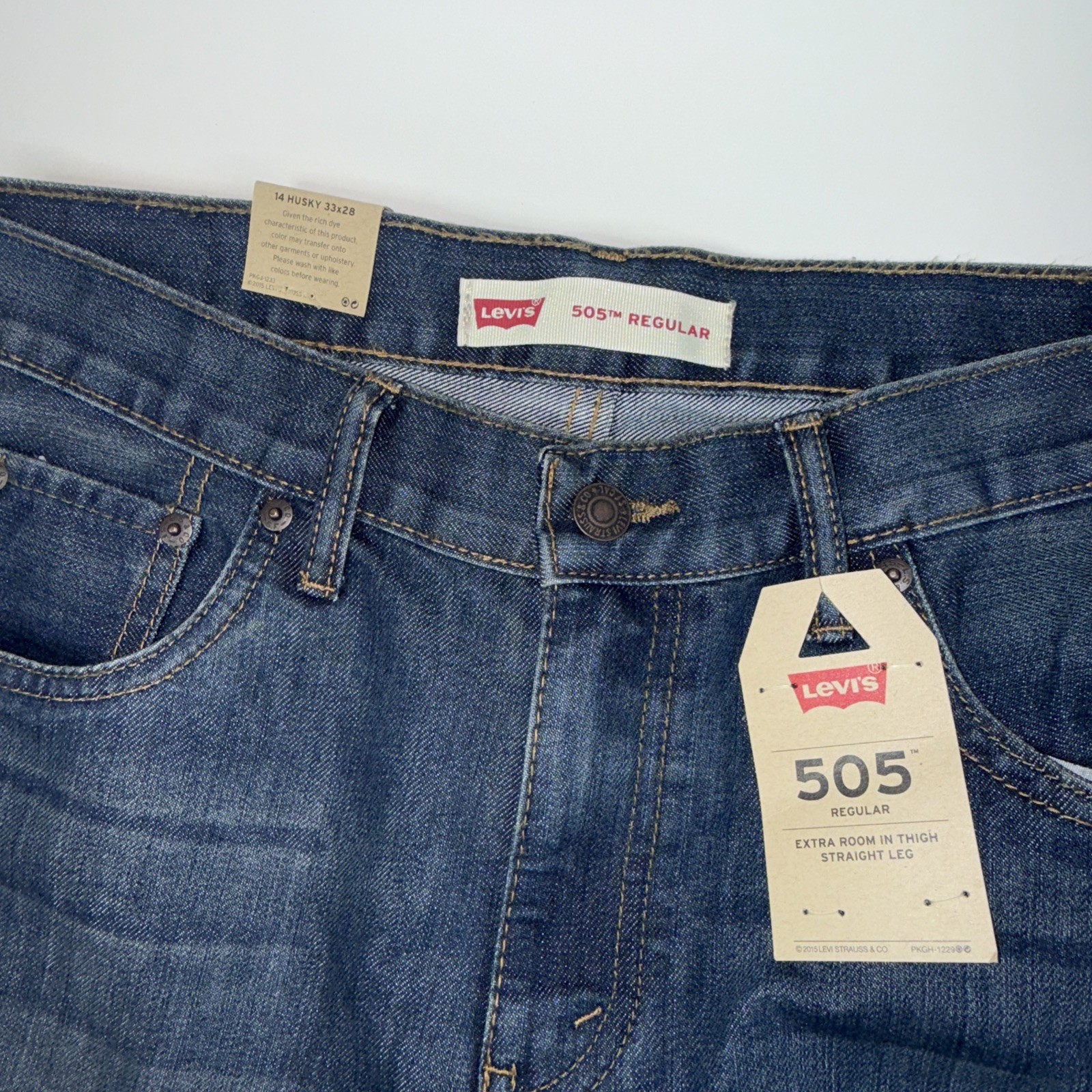 BOYS LEVI'S 505 REGULAR FIT JEANS SIZE 14 HUSKY 33X28 image 6