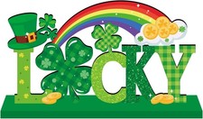 St Patricks Day Table Decorations Wooden Centerpieces,11.8x 6.5inch Green Saint