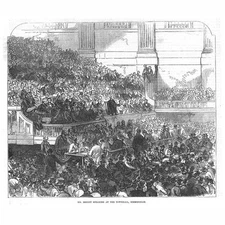 BIRMINGHAM John Bright Speaking at the Town Hall - Antique Print 1870