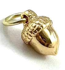 Tiny Acorn Charm Necklace Pendant Gold Plated Metal Autumn Gift Women Jewelry