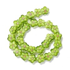 28pcs Green Handmade Bumpy Lampwork Glass Beads Plum Blossom Beads Flower Beads