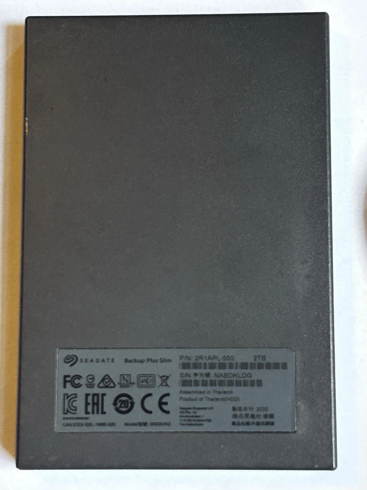SEAGATEBACKUP PLUS SLIM 2TB PORTABLE DRIVE HDD 2R1APL-500 W/ USB CABLE EXCELLENT - Image 4 of 4