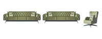 Chesterfield Ledersofas 3Tlg 2X 3-Sitzer Sessel GrüN Klassische Couch 3Tlg.