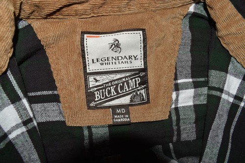 Legendary Whitetails Buck Camp Flannel Button Up Shirt Size Medium Black/White - Picture 2 of 4