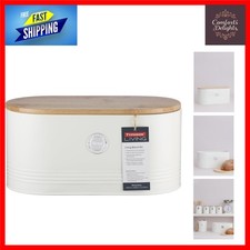 Stylish Cream Bread Bin With Bamboo Lid 7.5 Litre Capacity