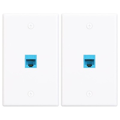 Ethernet Wall Plate RJ45 Cat6 Keystone Coupler Female To Female 2 PCS