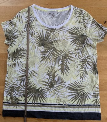 comma T-Shirt Damen Gr. 40, Farbe Grün-Weiss-Schwarz
