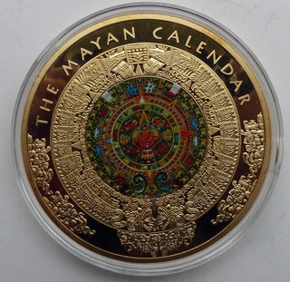 Medaille Der Maya Kalender vergoldet/koloriert