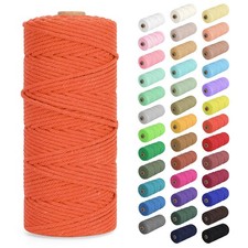 Orange Natural Cotton Macrame Cord 4mm x 109 Yards 328 Feet 4 Strands Twist