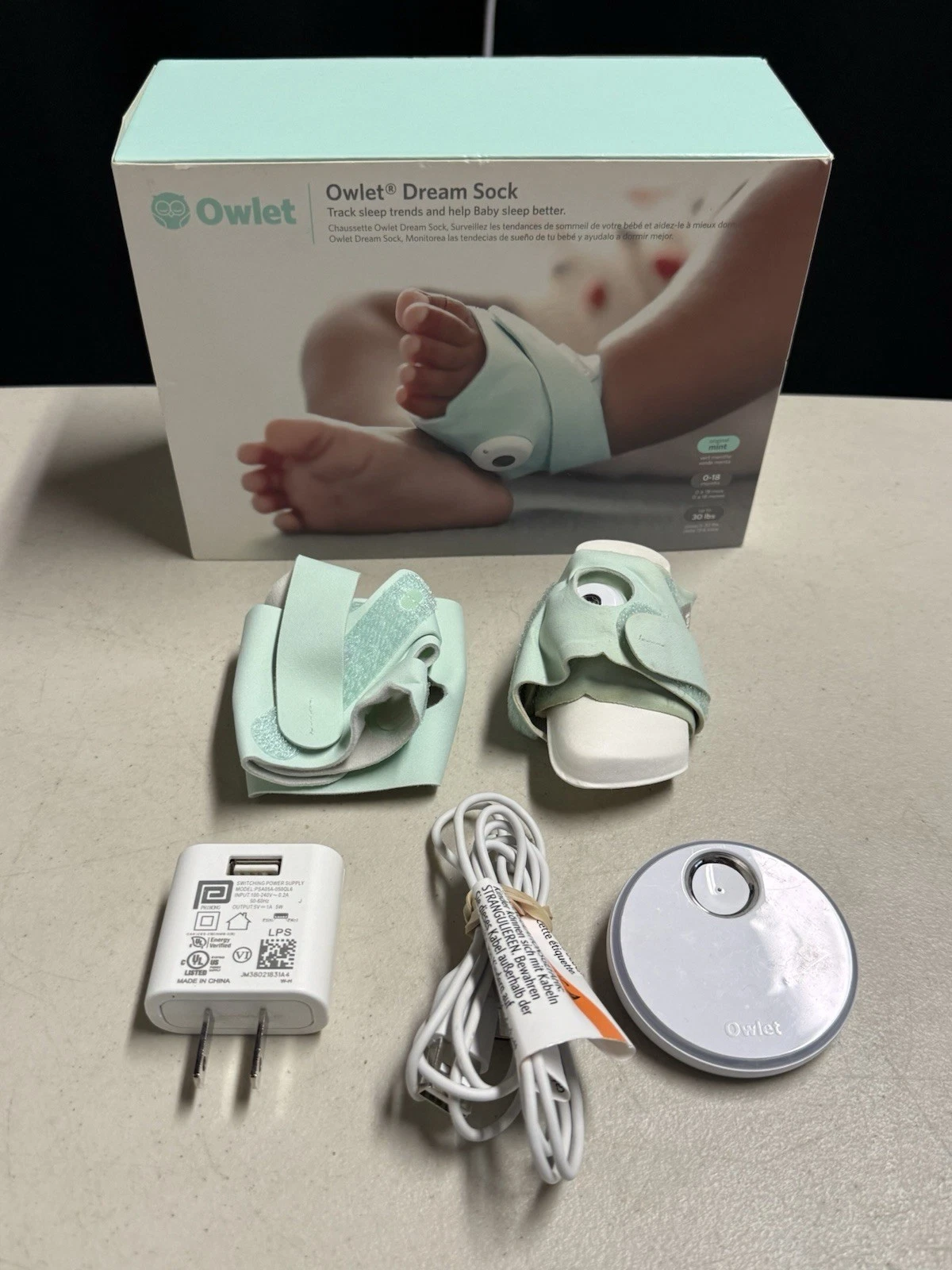 Owlet Dream Sock Smart Baby Monitor Mint Green - Used / Preowned