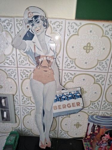 Antique Pin Up Advertising Truck In Canvas BERGER P. DUCATEZ RARE - Picture 2 of 11