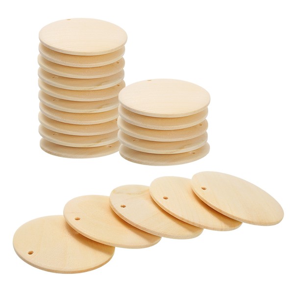 Runde Holzscheiben, 20 StüCk 40Mm - Unbehandelte Holzkreise Mit LöChern-image