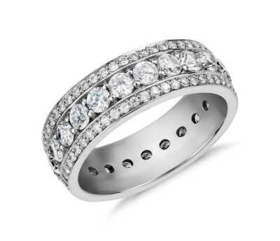 2 Ct Round Cut Created Diamond Eternity Wedding Band Ring 14k White ...