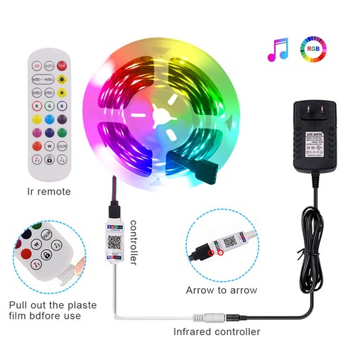 LED Strip Lights 32.8ft Music Sync Bluetooth 5050 RGB Room Light with Remote - Picture 10 of 12