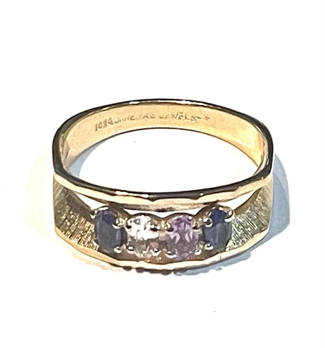 14k yellow gold 4 stone mothers ring September April march band 6.1g birthstone