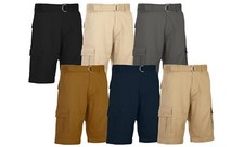 Men's Cotton Flex Stretch Cargo Shorts with Belt 5-Pack Sizes 30-42 Free Ship