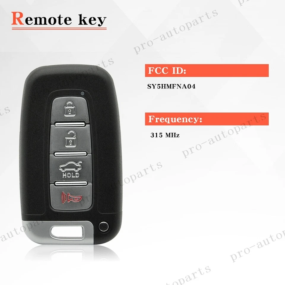 Para 2011 2012 2013 2014 Hyundai Sonata entrada sem chave controle remoto inteligente chaveiro de carro 4B - Imagem 3 de 4