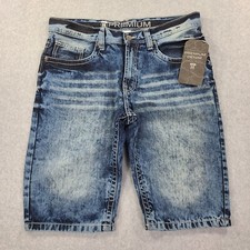Vtg Route 66 Premium Denim Shorts Men 36 Blue Fade Pocket Pattern 13" In Whisker