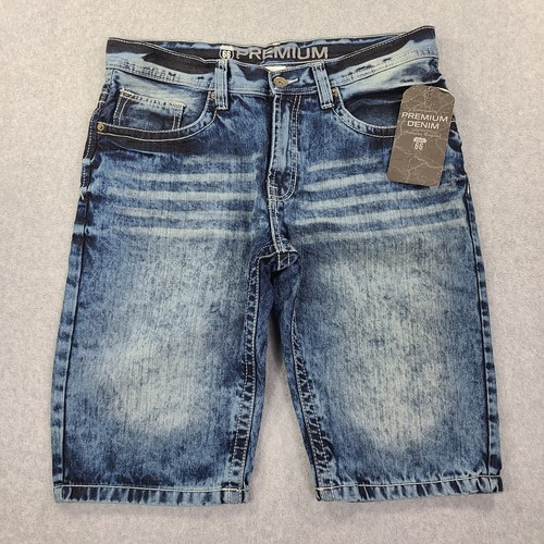 Pantalones Cortos Denim Vintage Route 66 Hombres 36 Premium Azul Desvanecido Bolsillo Patrón 13" Entrepierna - Imagen 2 de 17