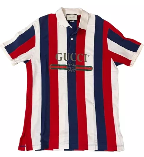Red white and blue gucci shirt hotsell