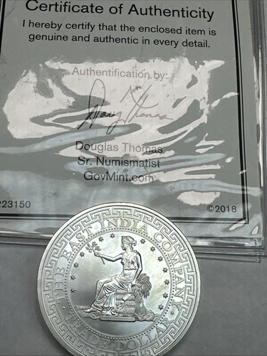 2018 Trade Dollar EIC East India Company St Helena 1 oz .999 Silver Round! COA