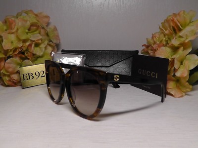 GUCCI GG0179SA Havana/Black Round Cat Eye Frame Sunglasses  display picture 3