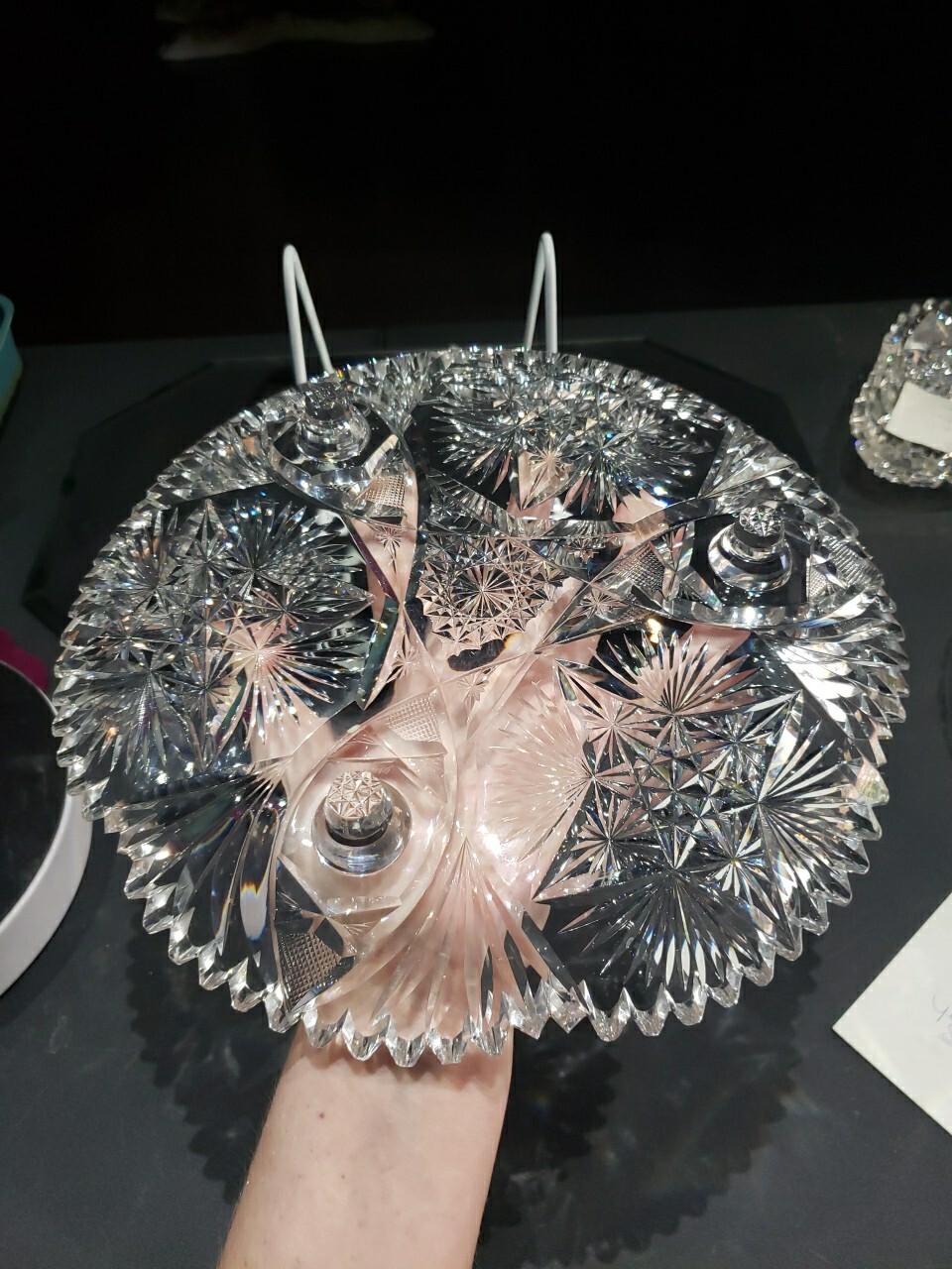 10" Footed Plate. American brilliant period cut glass crystal Signed Fry Fashion