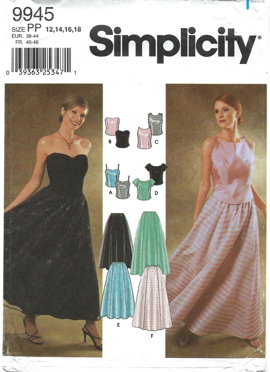 Simplicity 9945 Two-Piece Prom Homecoming Dress Sz 12-18 UNCUT Pattern Wedding