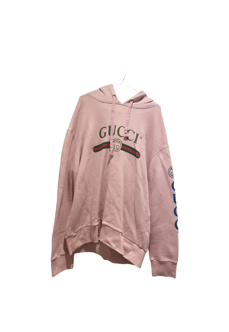 Dragon Embroidered Gucci Dragon Hoodie Pink Gucci Logo Sweatshirt - Main Image