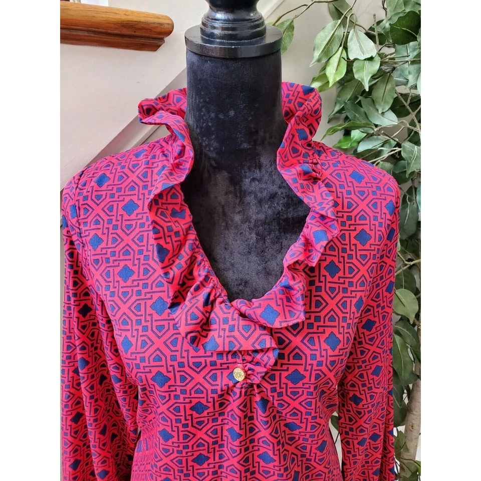 Blusa Pullover Mudpie Para Mujer Azul y Rosa Poliéster Cuello en V Manga Larga Talla S Foto 3 de 4