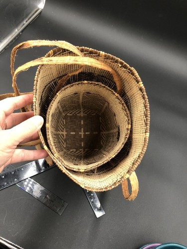 Vintage Handwoven Rattan Backpack Basket Tribal Primitive Traditional Set Of 2 - Bild 12 von 12
