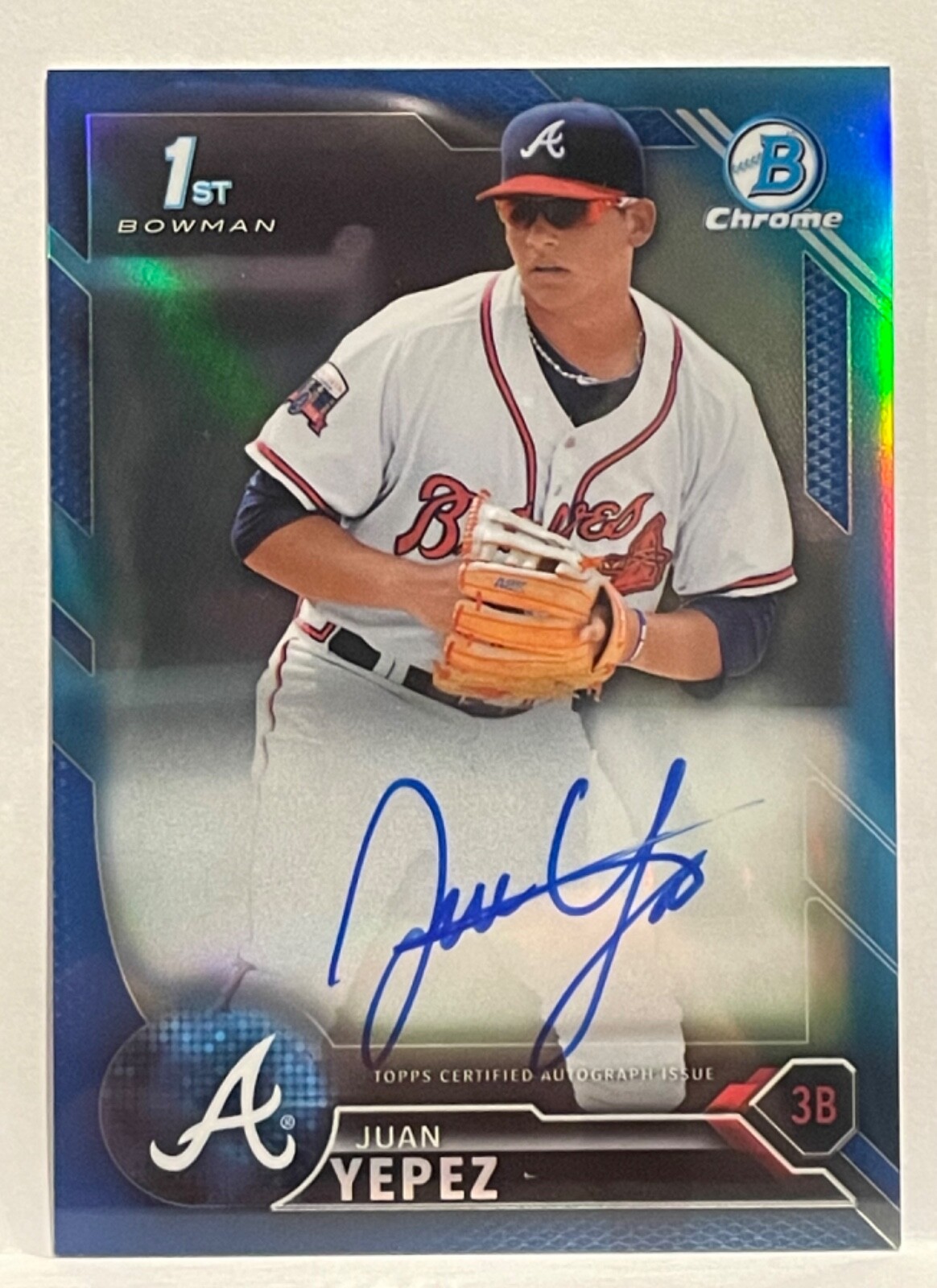 2016 Bowman Chrome 1st Juan Yepez Blue Refractor Auto #’d /150 Braves