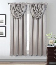 Glory Rugs Luxury Curtain with Valance Panel Cream White Black Grey Blue Red