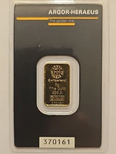 5 gram Gold Bar Argor-Heraeus In Assay X-Ray Authenticated Buy W/ Confidence!