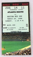 MLB 1998 03/29 Boston Red Sox at Atlanta Braves Exhibition Ticket Stub