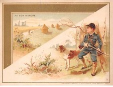 Chromos - COR14643 - Au bon marché - Homme - Chasseur - Chien - 12x9 cm envir