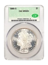 1880 S CAC MS 65 + Frosty Gem