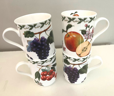 Maxwell & Williams Orchard Fruits Cherry, Apple, Grapes Bone China Cups Mugs