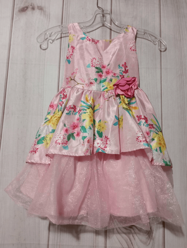 Wonder Nation Kleid Mädchen 5 rosa Blumen Tüll ärmellos Prinzessin Stufen