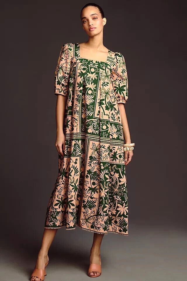 Hunter Bell Waverly Dress Square Neck Puff Sleeve Anthropologie