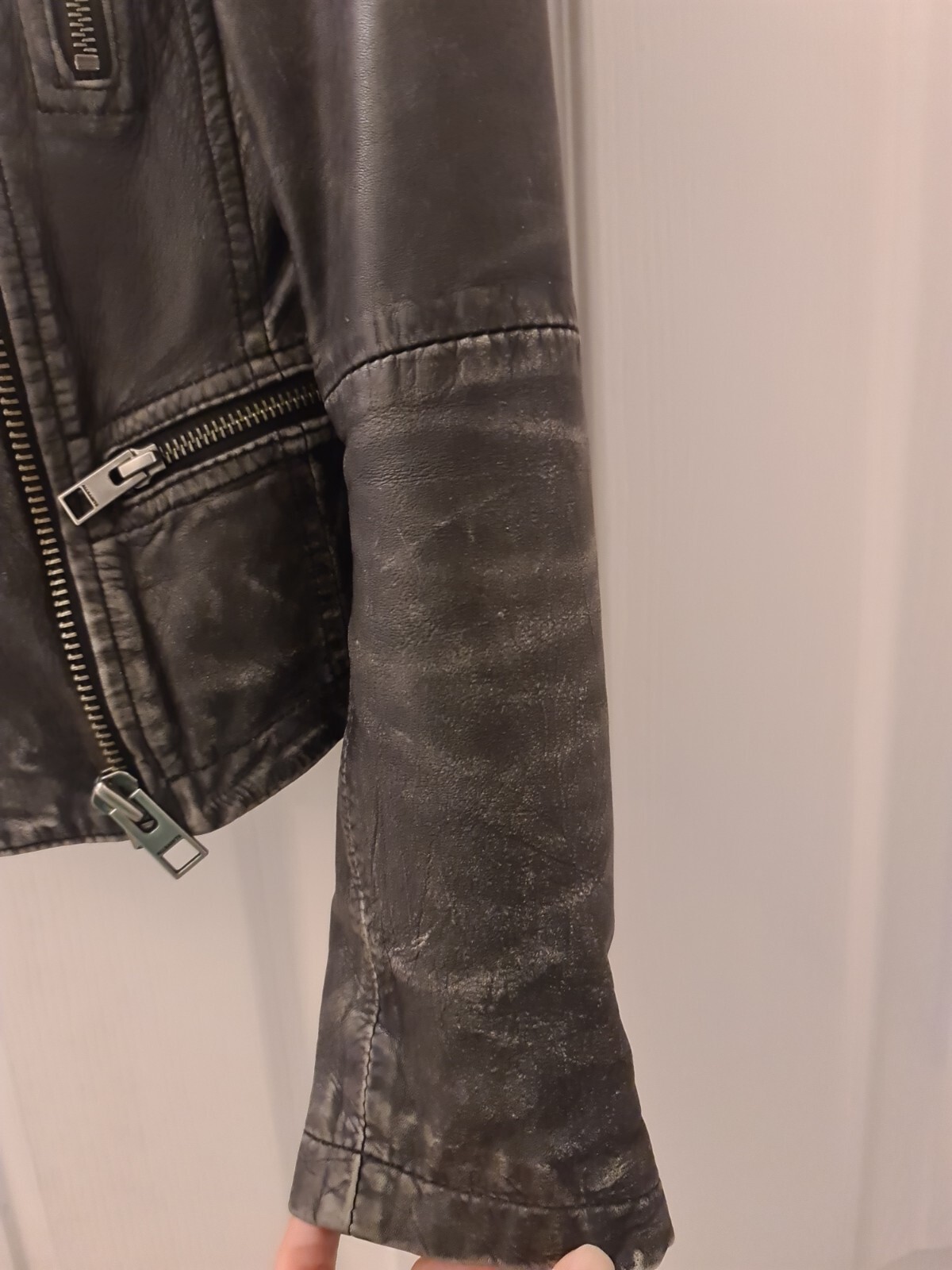 AllSaints Leather Cargo Distressed Biker Jacket size 6 - RRP £300 image 5